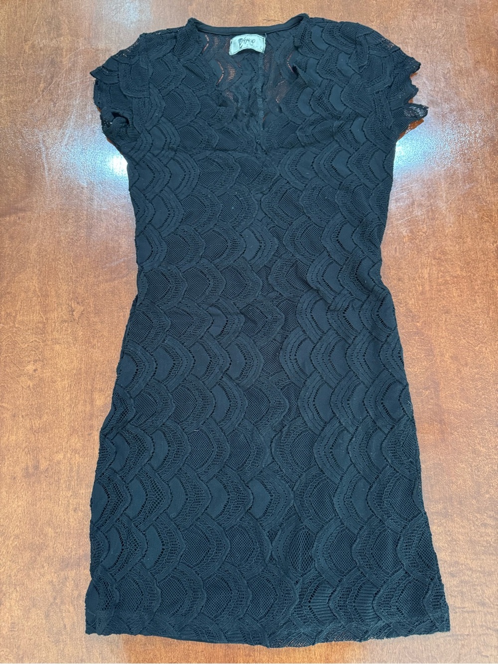 Black Knit Lace Mini Dress